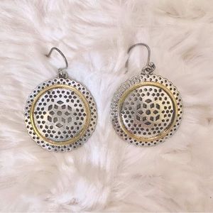 LUCKY BRAND Gold and Silver Toned Etched Detail Earrings